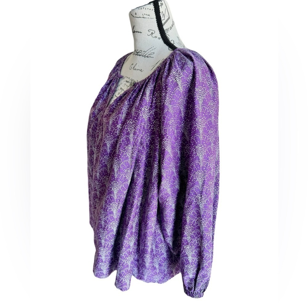 Roller Rabbit Silk Blend Blouse Purple Peasant Womens Small - Picture 2 of 9